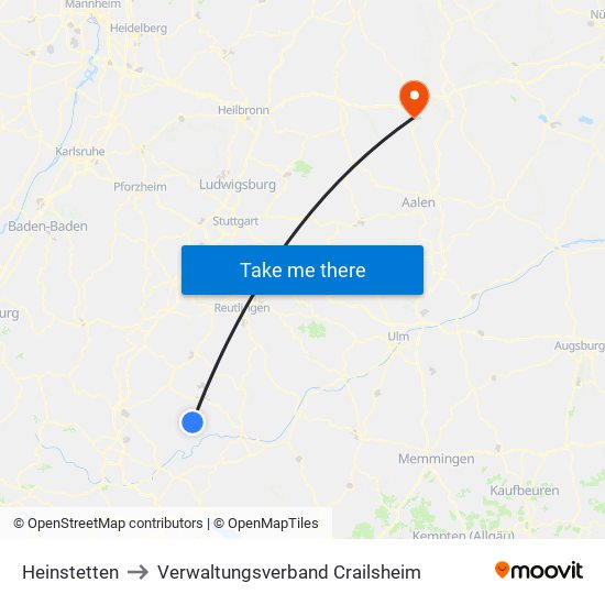 Heinstetten to Verwaltungsverband Crailsheim map