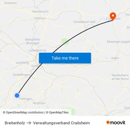 Breitenholz to Verwaltungsverband Crailsheim map