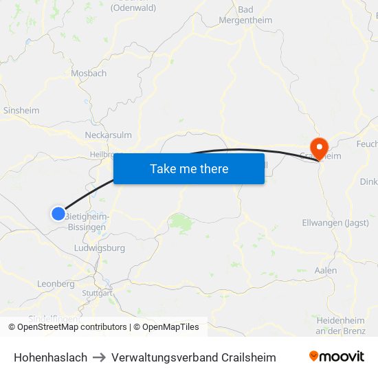 Hohenhaslach to Verwaltungsverband Crailsheim map