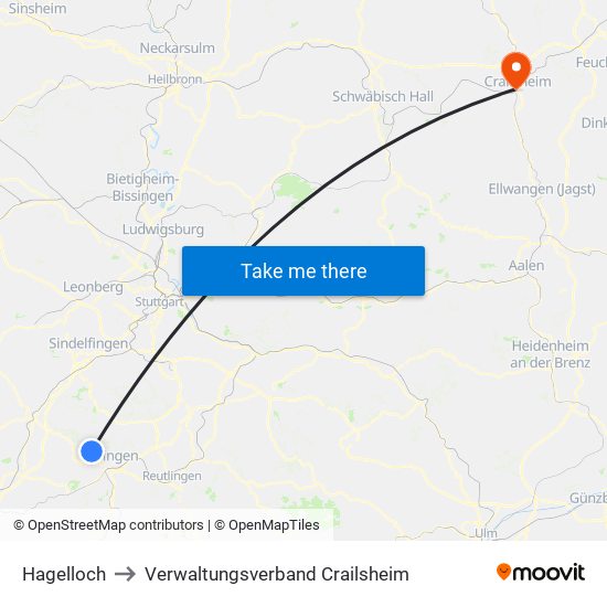 Hagelloch to Verwaltungsverband Crailsheim map