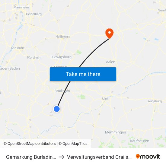 Gemarkung Burladingen to Verwaltungsverband Crailsheim map