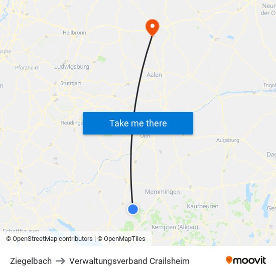 Ziegelbach to Verwaltungsverband Crailsheim map