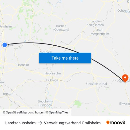 Handschuhsheim to Verwaltungsverband Crailsheim map