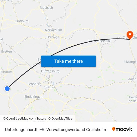 Unterlengenhardt to Verwaltungsverband Crailsheim map