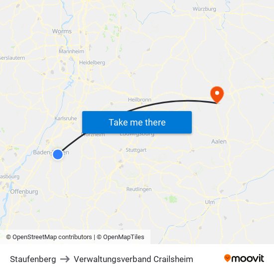 Staufenberg to Verwaltungsverband Crailsheim map