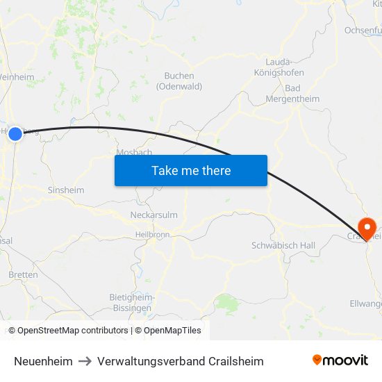 Neuenheim to Verwaltungsverband Crailsheim map