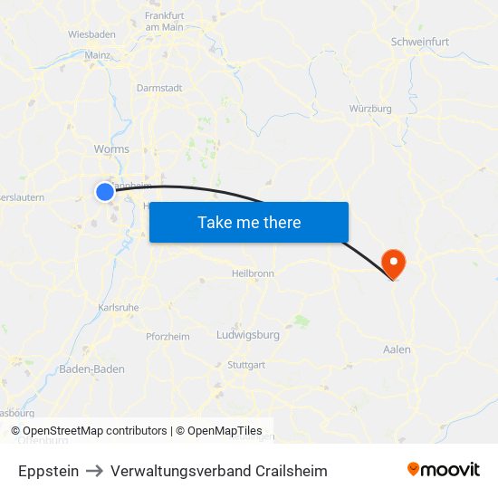 Eppstein to Verwaltungsverband Crailsheim map