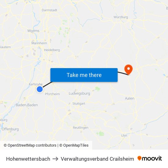 Hohenwettersbach to Verwaltungsverband Crailsheim map
