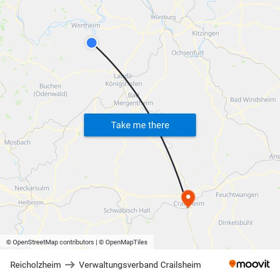 Reicholzheim to Verwaltungsverband Crailsheim map