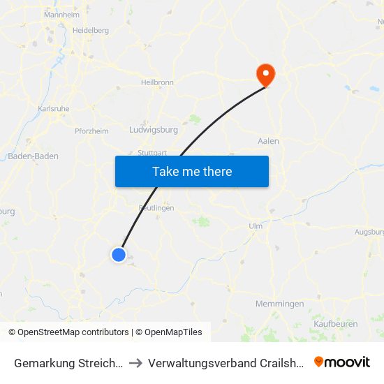 Gemarkung Streichen to Verwaltungsverband Crailsheim map