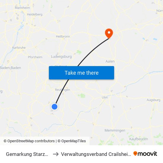 Gemarkung Starzeln to Verwaltungsverband Crailsheim map