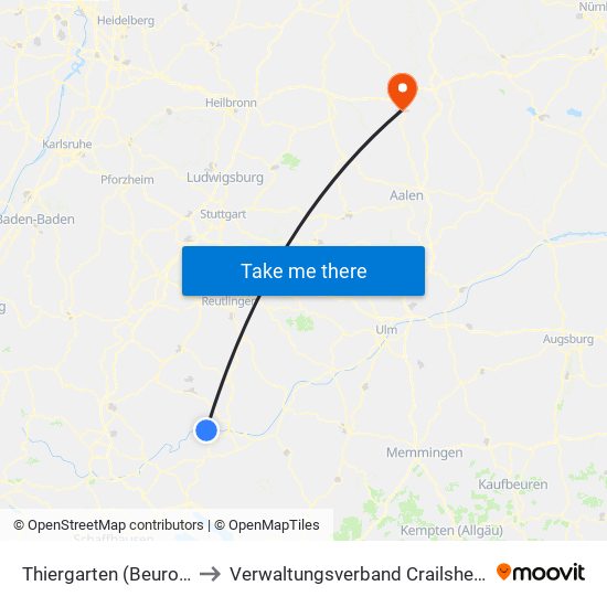 Thiergarten (Beuron) to Verwaltungsverband Crailsheim map