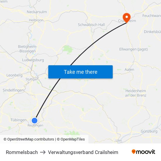 Rommelsbach to Verwaltungsverband Crailsheim map