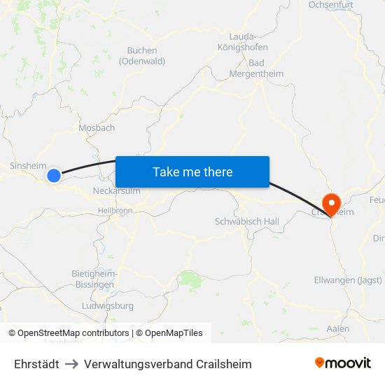 Ehrstädt to Verwaltungsverband Crailsheim map