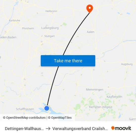 Dettingen-Wallhausen to Verwaltungsverband Crailsheim map