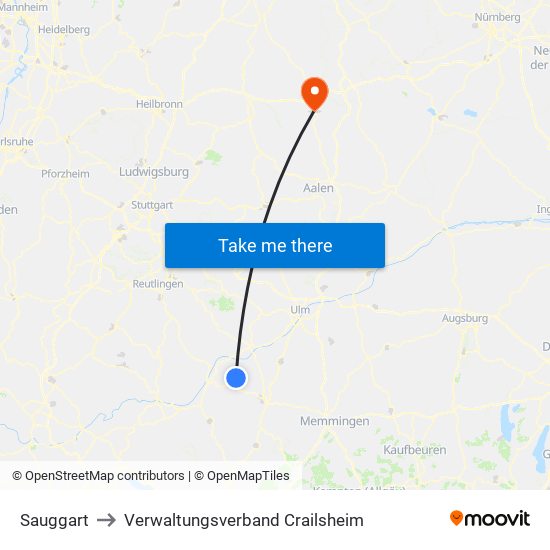 Sauggart to Verwaltungsverband Crailsheim map