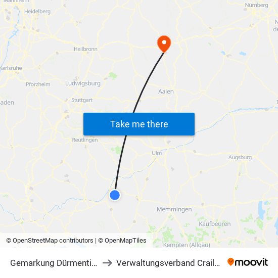 Gemarkung Dürmentingen to Verwaltungsverband Crailsheim map