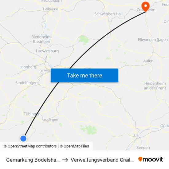 Gemarkung Bodelshausen to Verwaltungsverband Crailsheim map