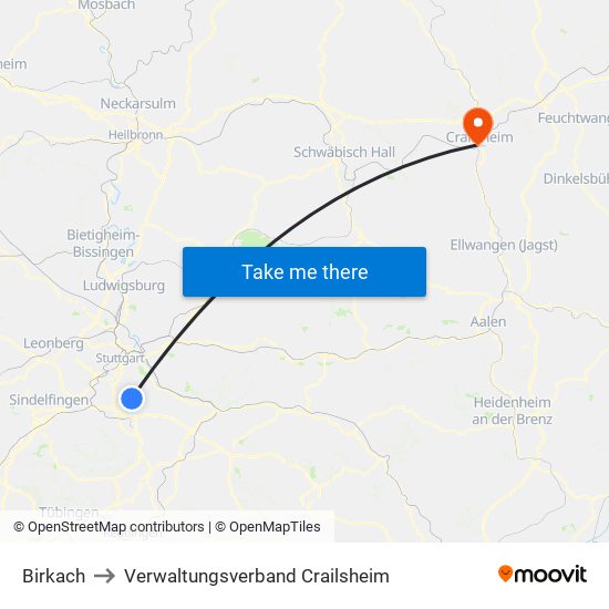 Birkach to Verwaltungsverband Crailsheim map