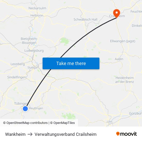 Wankheim to Verwaltungsverband Crailsheim map