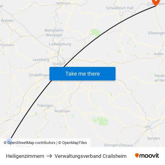 Heiligenzimmern to Verwaltungsverband Crailsheim map