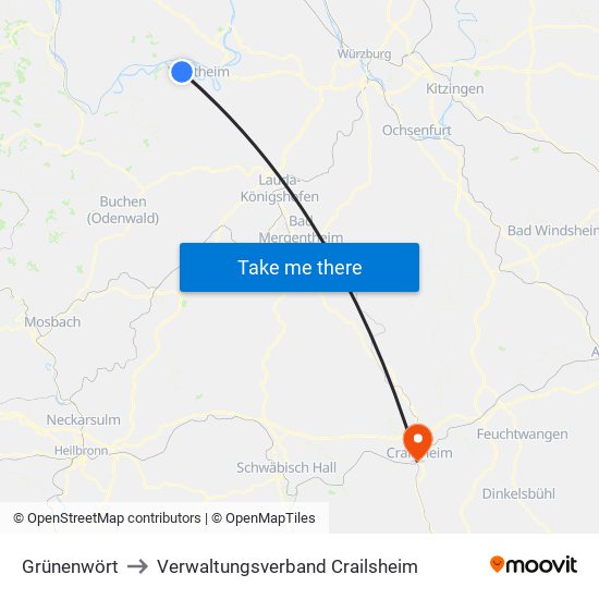 Grünenwört to Verwaltungsverband Crailsheim map