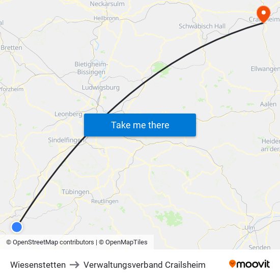 Wiesenstetten to Verwaltungsverband Crailsheim map