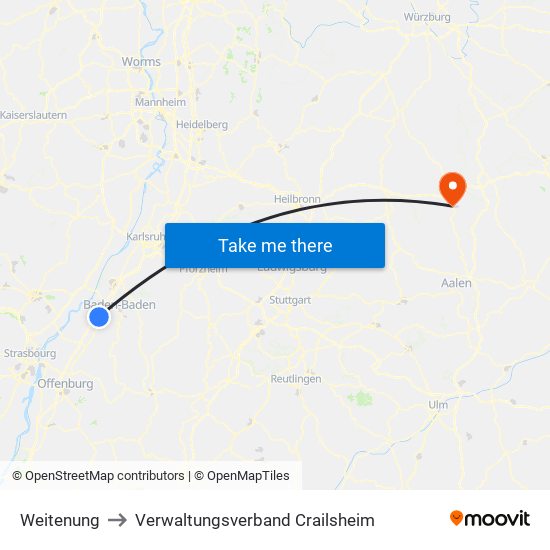 Weitenung to Verwaltungsverband Crailsheim map