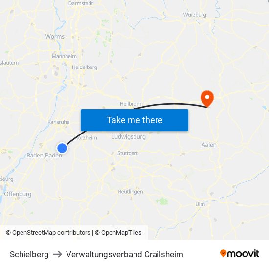 Schielberg to Verwaltungsverband Crailsheim map