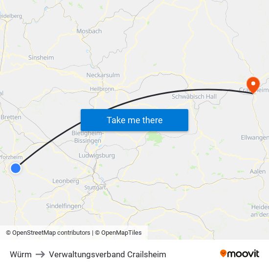 Würm to Verwaltungsverband Crailsheim map