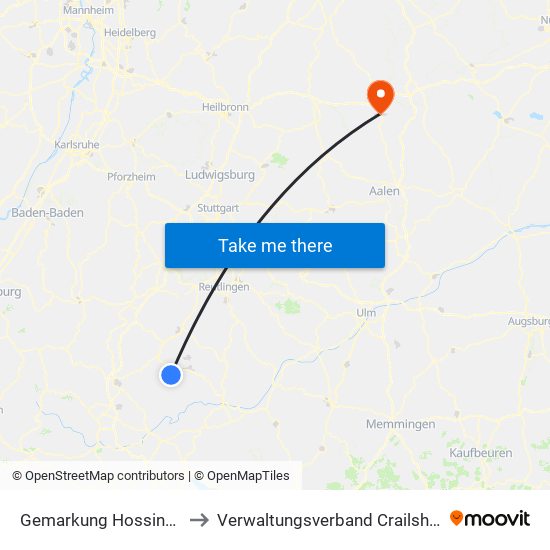 Gemarkung Hossingen to Verwaltungsverband Crailsheim map