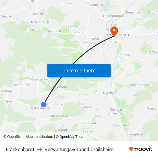 Frankenhardt to Verwaltungsverband Crailsheim map