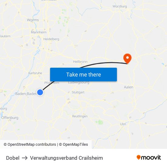 Dobel to Verwaltungsverband Crailsheim map