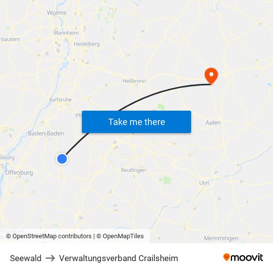 Seewald to Verwaltungsverband Crailsheim map