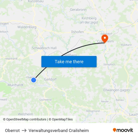 Oberrot to Verwaltungsverband Crailsheim map