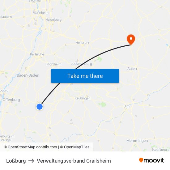 Loßburg to Verwaltungsverband Crailsheim map