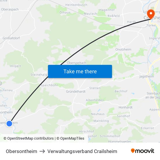 Obersontheim to Verwaltungsverband Crailsheim map