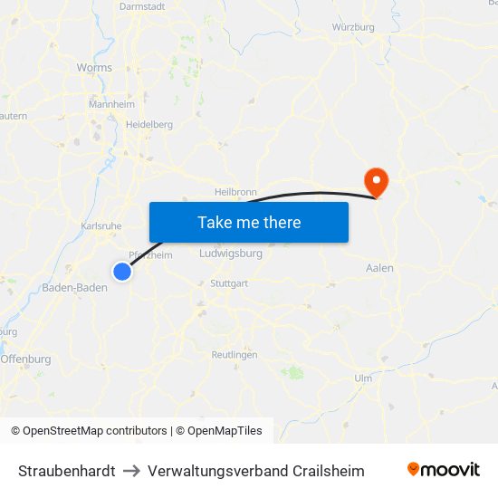 Straubenhardt to Verwaltungsverband Crailsheim map