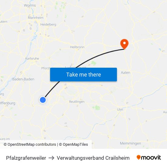 Pfalzgrafenweiler to Verwaltungsverband Crailsheim map