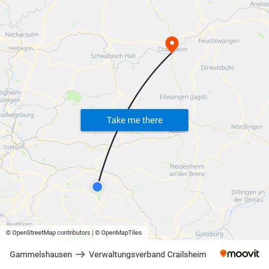 Gammelshausen to Verwaltungsverband Crailsheim map