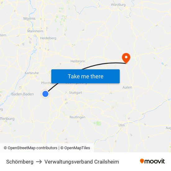 Schömberg to Verwaltungsverband Crailsheim map