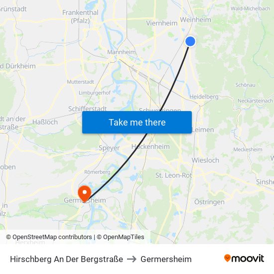 Hirschberg An Der Bergstraße to Germersheim map