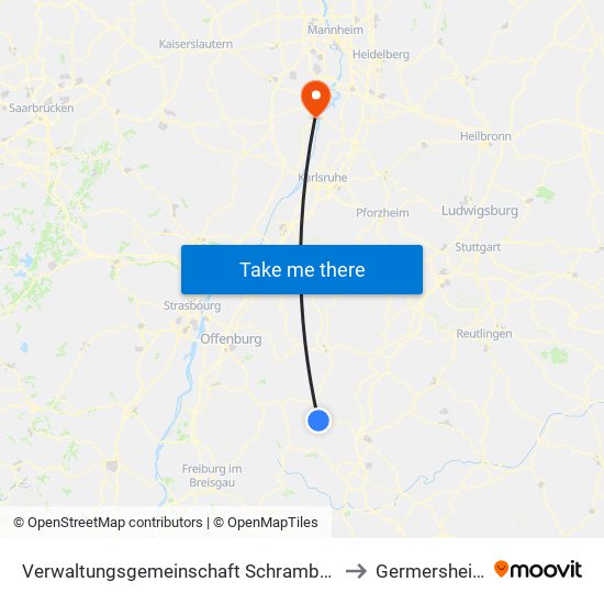Verwaltungsgemeinschaft Schramberg to Germersheim map