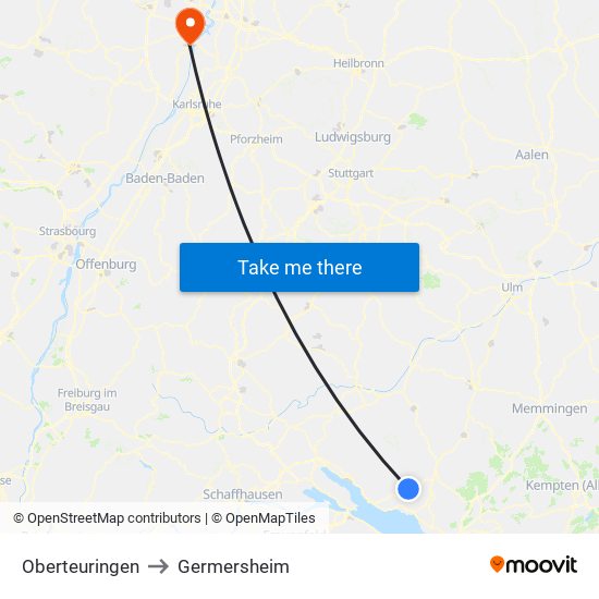 Oberteuringen to Germersheim map