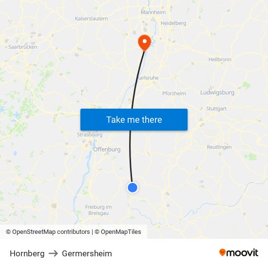 Hornberg to Germersheim map