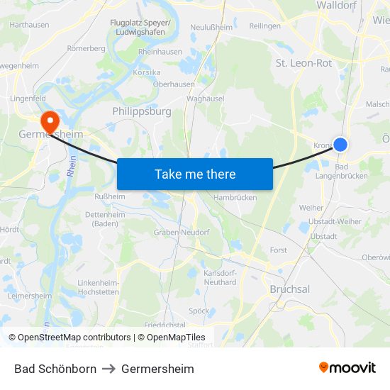 Bad Schönborn to Germersheim map