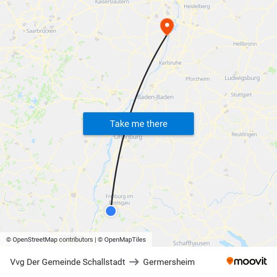 Vvg Der Gemeinde Schallstadt to Germersheim map