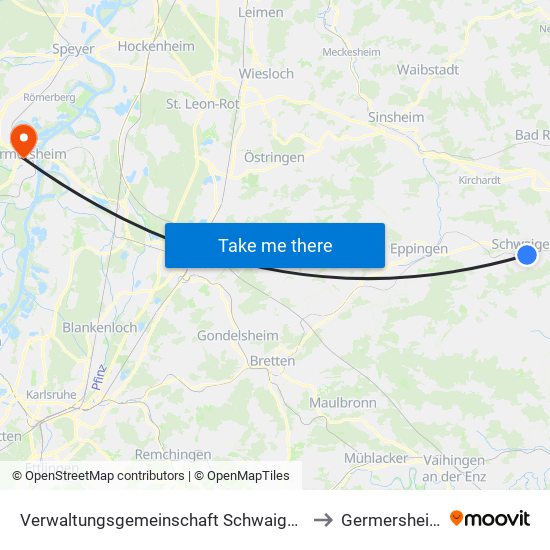 Verwaltungsgemeinschaft Schwaigern to Germersheim map