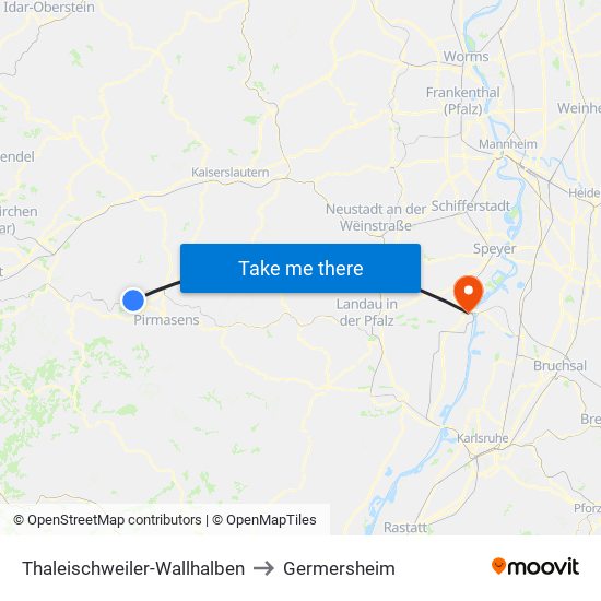 Thaleischweiler-Wallhalben to Germersheim map