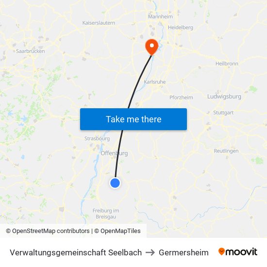 Verwaltungsgemeinschaft Seelbach to Germersheim map